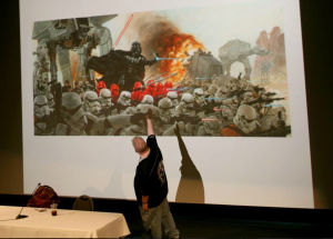 Dave Dorman Lecturing on His Epic Piece "Lord Vader's Persuasion of the Outer Rim" at the Milwaukee Discovery Museum, October 2013.